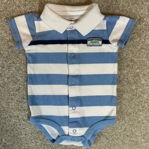 Carters Baby Boys 9‎ Months Striped Polo Bodysuit Daddy's Team Sports